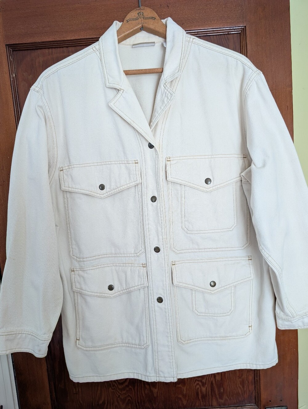 Liz Claiborne Lizwear Cream Canvas Barn Jacket Size XL